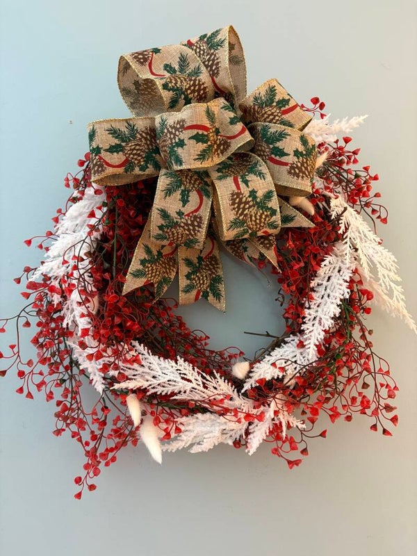 ❤️❄️ Crimson Frost & Pinecone Wreath