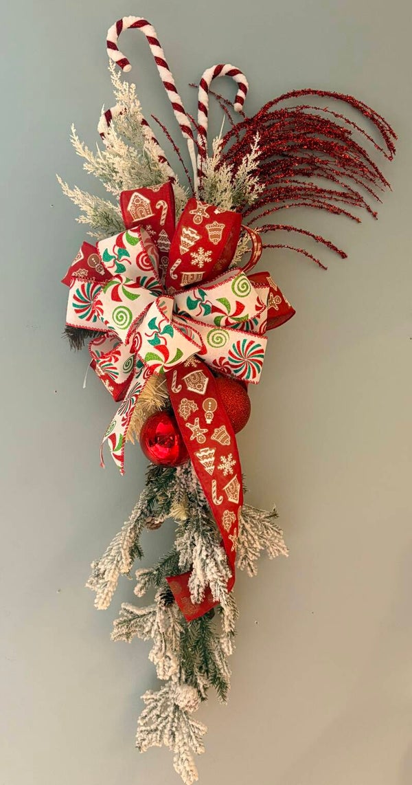 Peppermint & Gingerbread Christmas Swag