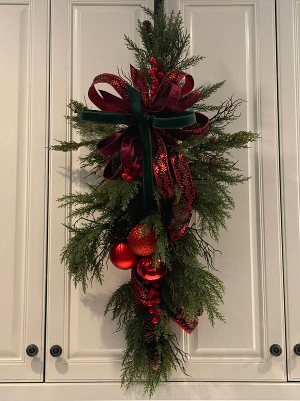 Crimson Elegance Christmas 36" Door Swag