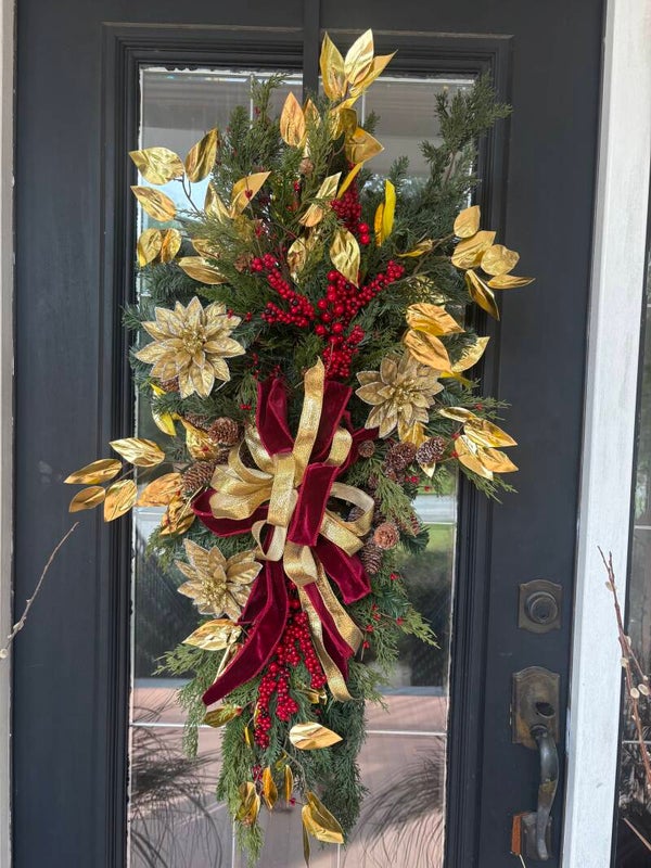 The Gilded Noel Door Swag Christmas Wreath