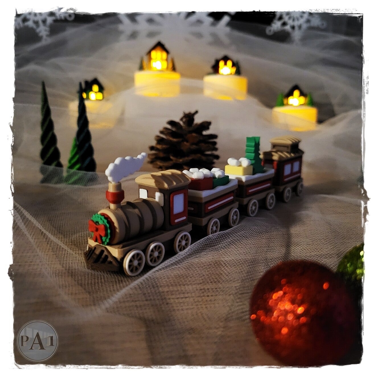 Mini Weihnachts-Eisenbahn | 3D gedruckte Deko | Magnetische Waggons | Geschenkidee | Winter & Advent Dekoration