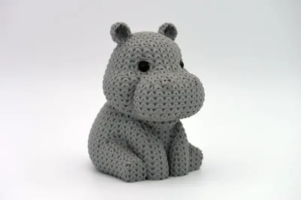 Gehäkeltes Look Hippo – 3D Druck Deko | Amigurumi Stil Figur | Geschenkidee