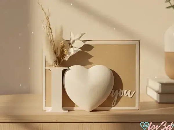 I love you Deko Schild – Herz Deko modern – 3D Druck Geschenk Liebe – Valentinstag Geschenk – Hochzeit Jahrestag – Wunschfarbe möglich