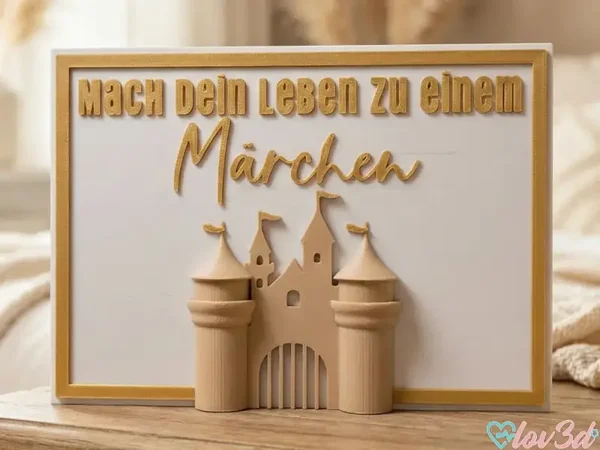 Märchen Deko Schild – Mach dein Leben zu einem Märchen – 3D Druck – Märchenschloss Deko – Geschenkidee – Wunschfarbe – moderne Wohn Deko