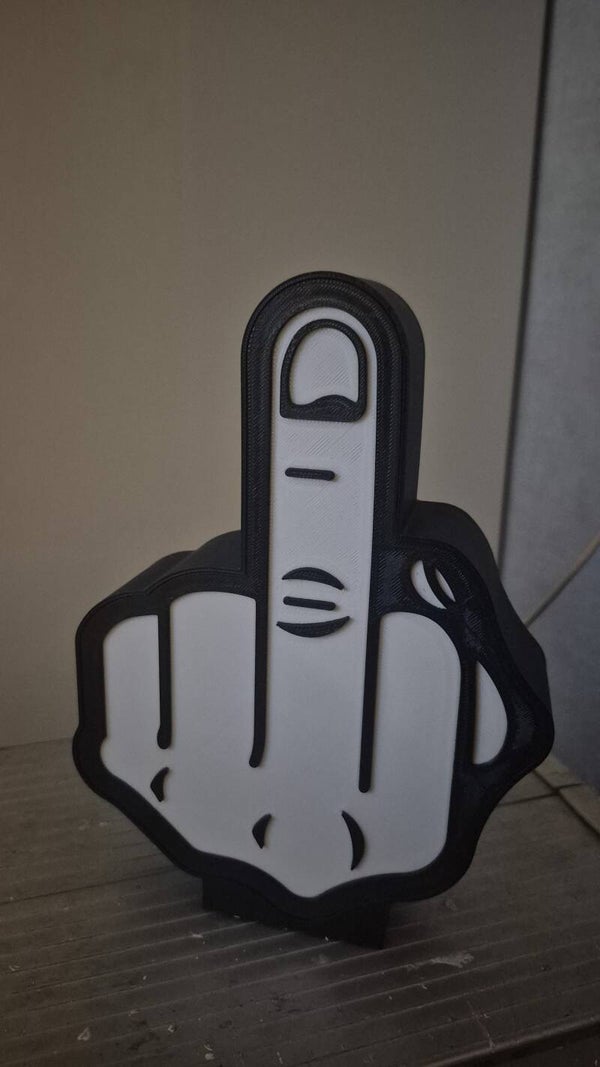 3D Lampe mit erhobenem Mittelfinger - LED Beleuchtung, witziges Design