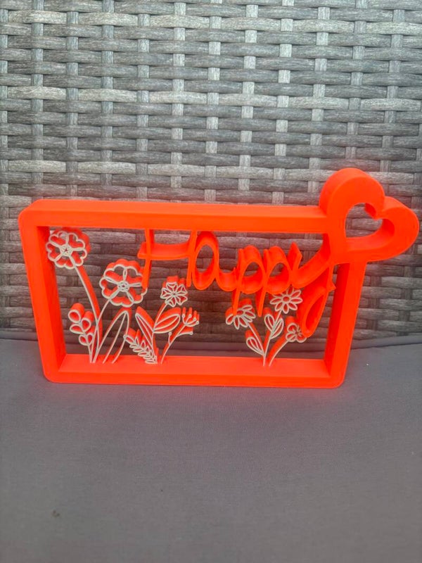 Happy Deko mit Blumen – Zwei-Farbige Deko – Moderne Tischdeko – 2 Farbig