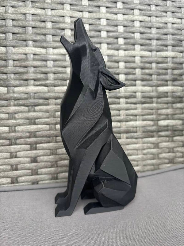 Geometrische Wolf Figur 19,9 cm – 3D gedruckte Tier Deko Statue modern – Wolfskopf Skulptur PLA – Geschenk Wohnzimmer Büro