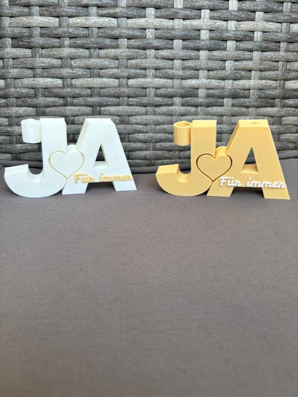 Deko “JA – Für immer” | Hochzeitstischdeko | Verlobung | 3D-Druck | personalisierbar | Geschenk zur Hochzeit & Jahrestag