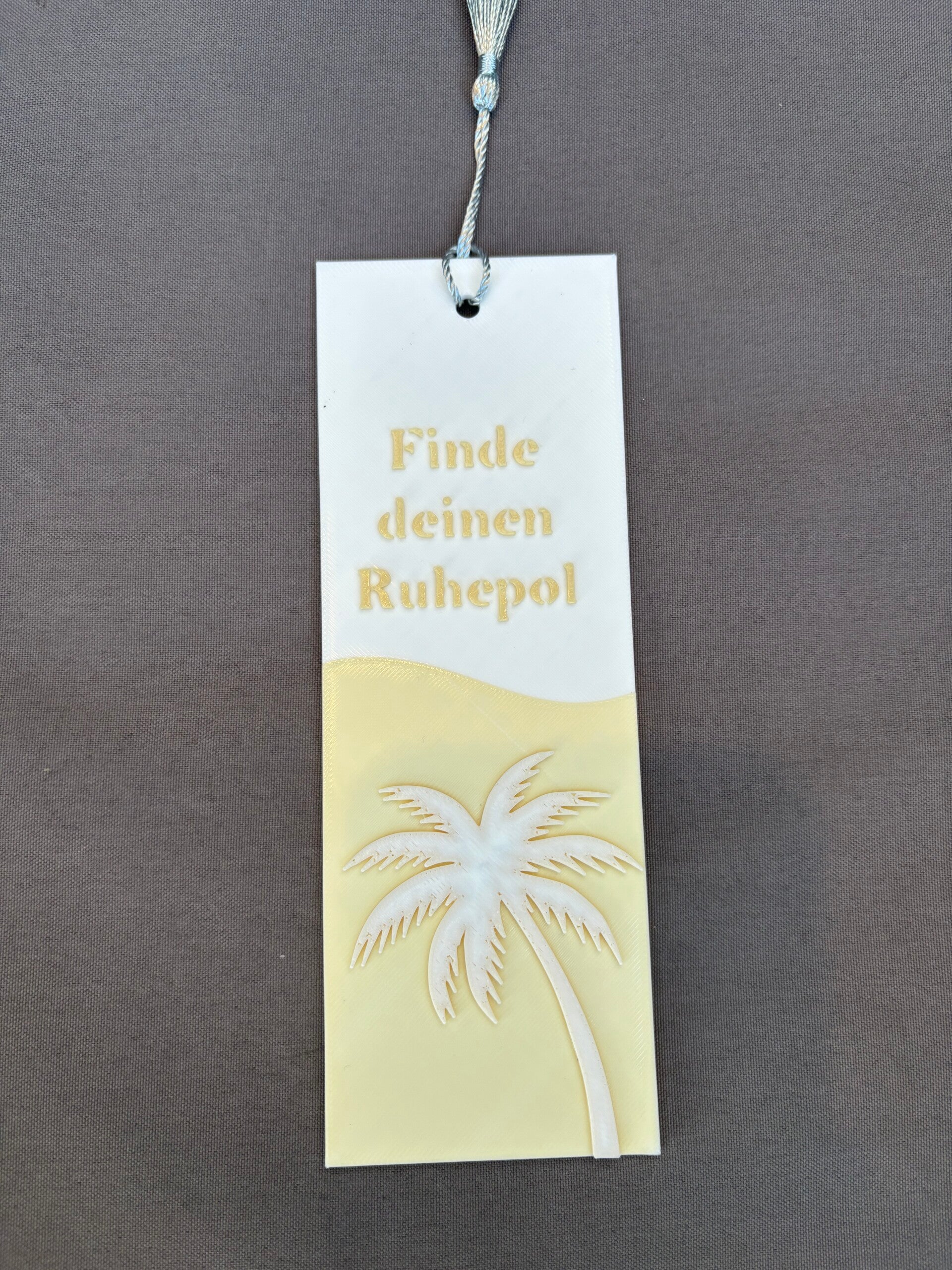 Lesezeichen Palme „Finde deinen Ruhepol“ | 3D-Druck | Geschenk für Bücherfreunde | Urlaubsfeeling | Strandmotiv