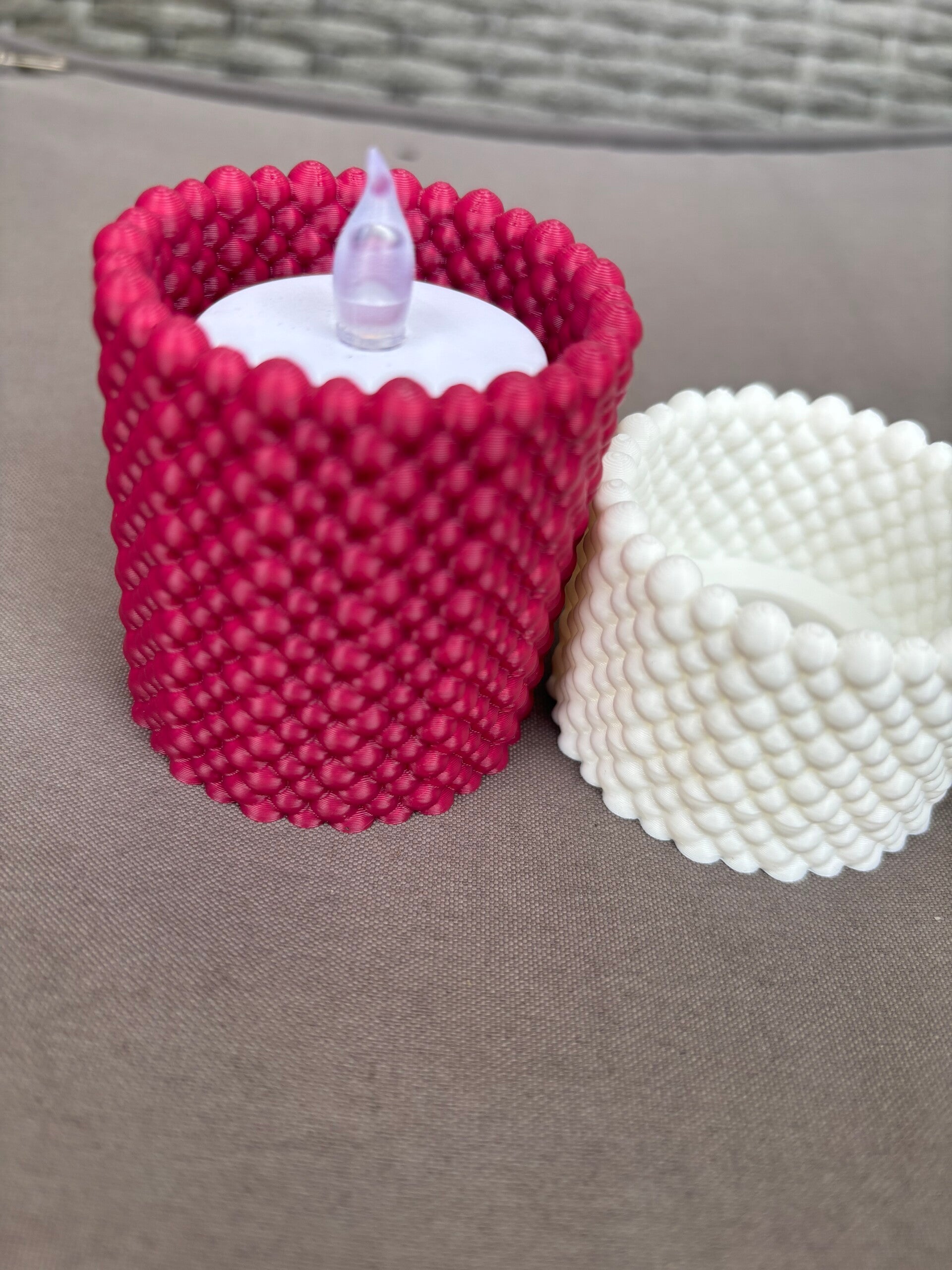 Teelichthalter Set 3D Druck – 2er Set modern – LED Kerzenhalter Deko Geschenk – Wählbare Farbe – Boho Skandi Dekoration