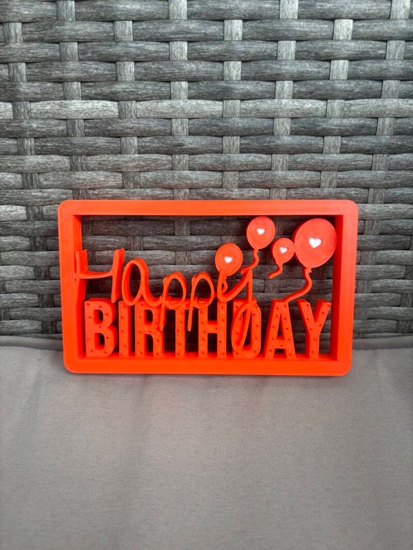 Happy Birthday Schild mit Luftballons – 3D Druck Geburtstag Deko personalisierbar – Party Tischdeko
