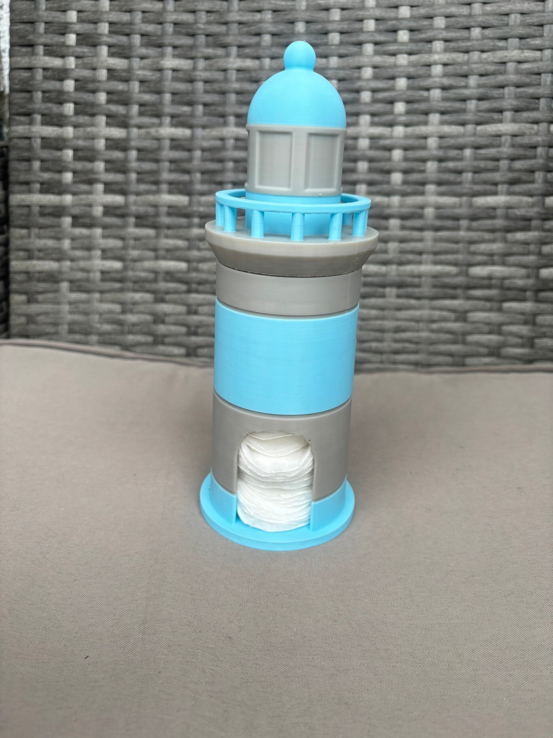 Leuchtturm Wattepad Spender | Maritime Bad Deko | Wattepads Aufbewahrung Box | 3D Druck Organizer Geschenk