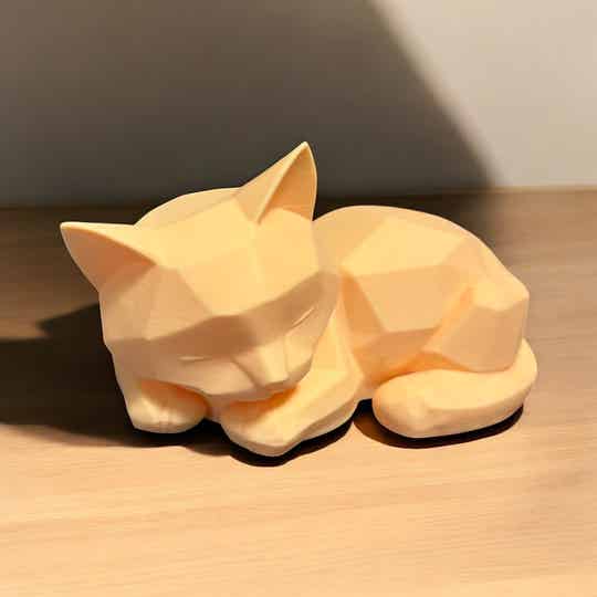 Schlafende Katze Figur 3D Druck | Low Poly Katze | Katzen Deko Geschenk