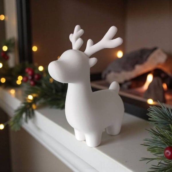 3D Rentier Figur – Winter & Weihnachtsdeko | Minimalistisch, Modern, Geschenkidee, 10 cm hoch | Handmade Christmas Reindeer