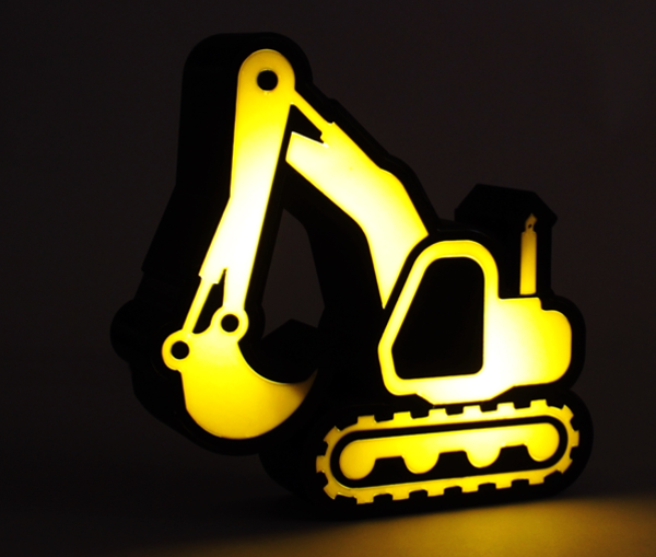 3D-gedruckte Baggerlampe mit Beleuchtung - Einzigartiges Design für Fans von Baugeräten