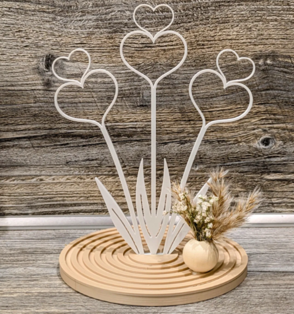 Dekoration mit Herzblumen – 18,5 cm – Romantische Deko mit Herzen und Blumen für Ihr Zuhause