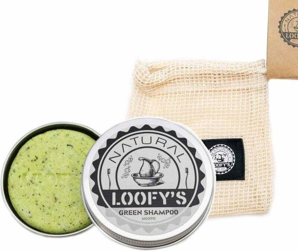 Loofy’s -  Shampoo Bar Green + Verpakking Blikje + Shampoo Bar zakje - Droog tot Normaal haar