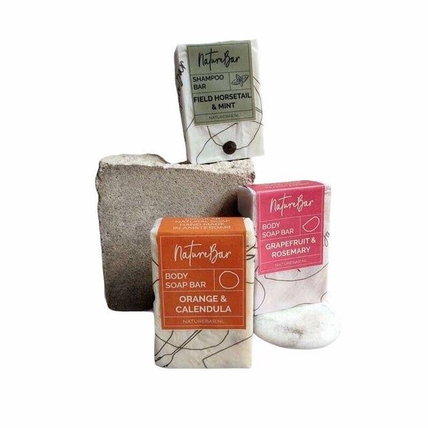 Nature Bar -  Shampoo & Body & Hand Zeep Bar - Licht en verfrissend - Geschenkset - (Brievenbus) Cadeau