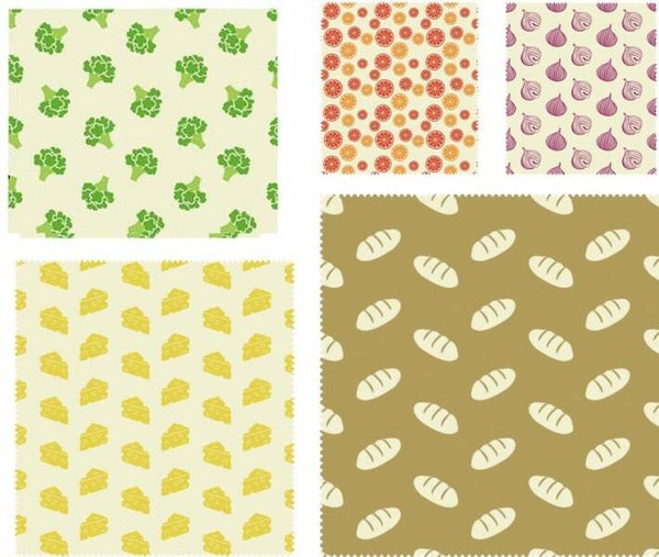 Nuts Innovations - Bijenwas Wraps - Bijenwas Doek - Herbruikbaar Boterhamzakje - Set van 5 - Zero Waste