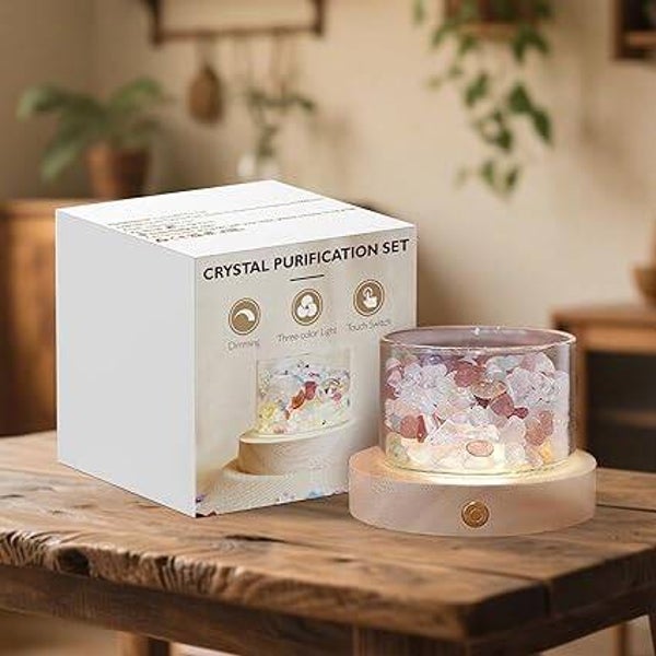 Lamptobe Healing Crystals with LED Wooden Base