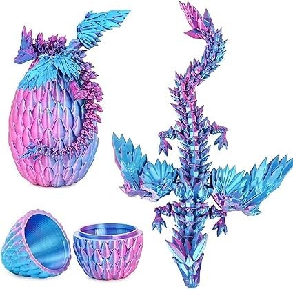 3D Printed Dragon in Egg - Detachable Winged Dragon Inside