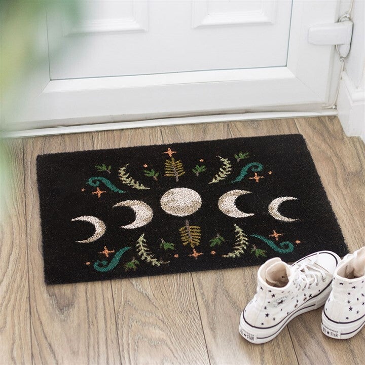 Black Dark Forest Moon Phase Doormat