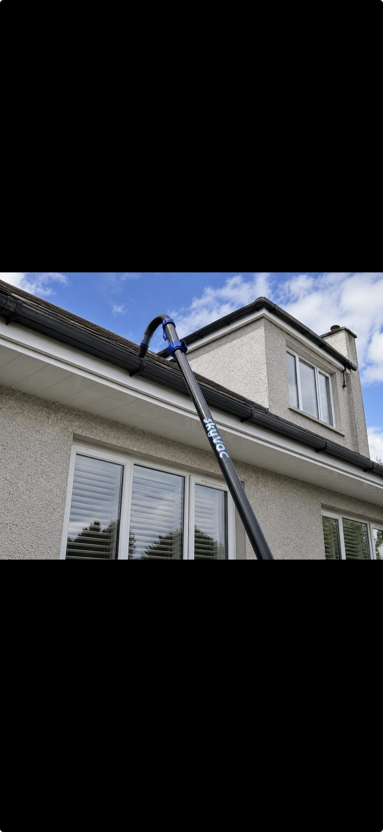 Skyvac cleaning gutter