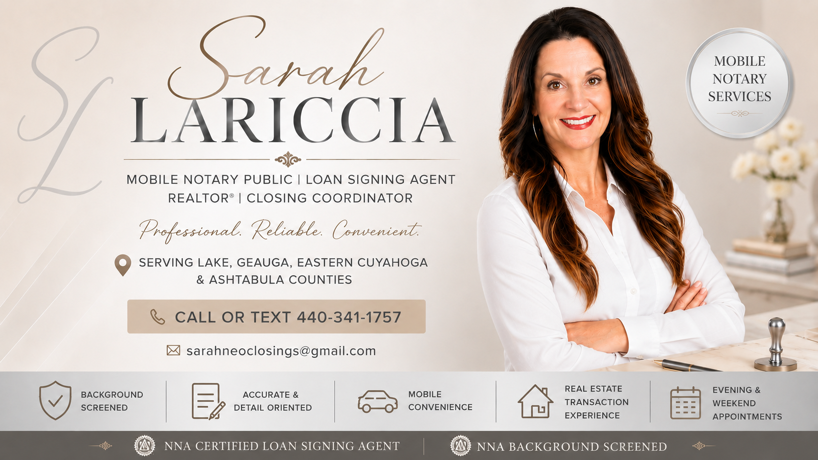 Sarah Lariccia Mobile Notary and Loan Signing Agent in Northeast Ohio