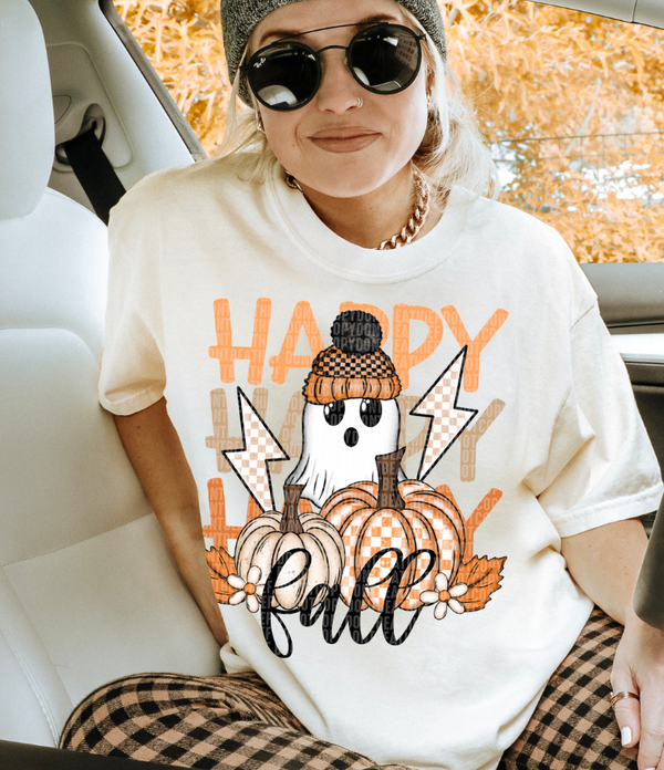 Happy Fall T Shirt (Ghost/Pumpkins)