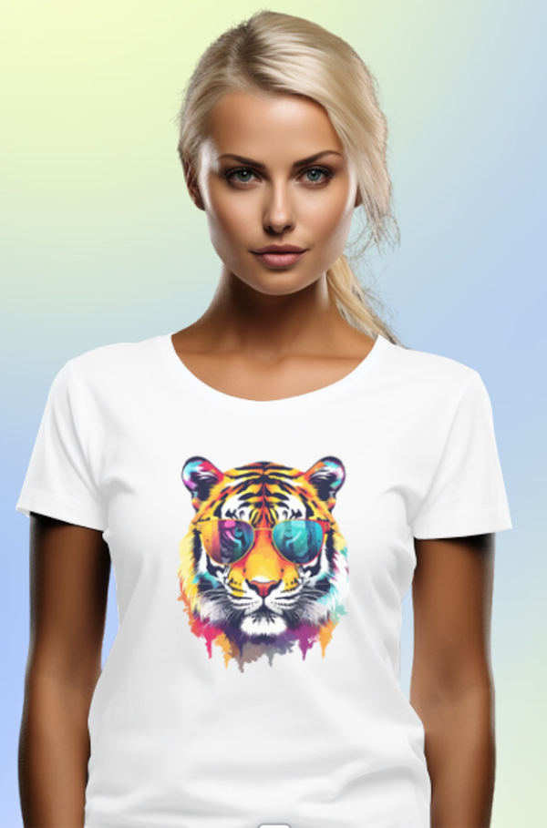 Tiger with Shades T- Shirt  (Watercolor)