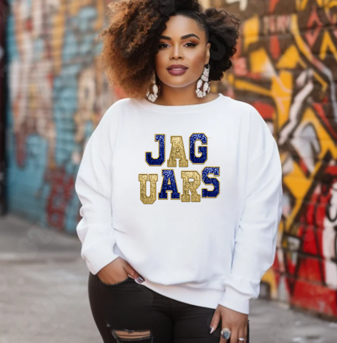 Jaguars Blue & Gold (Faux Sequin/Glitter Embroidered) Sweatshirt