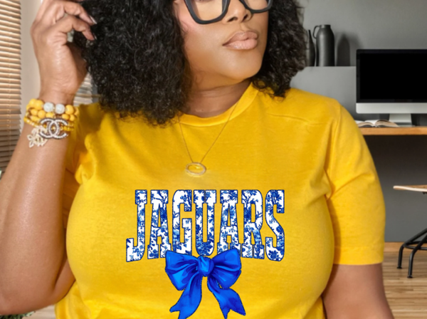 Jaguars Blue Toile Tee with Bow