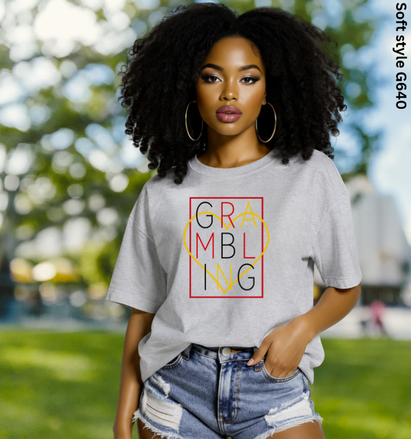 Grambling Heart Graphic Tee (Black  Gold & Red)
