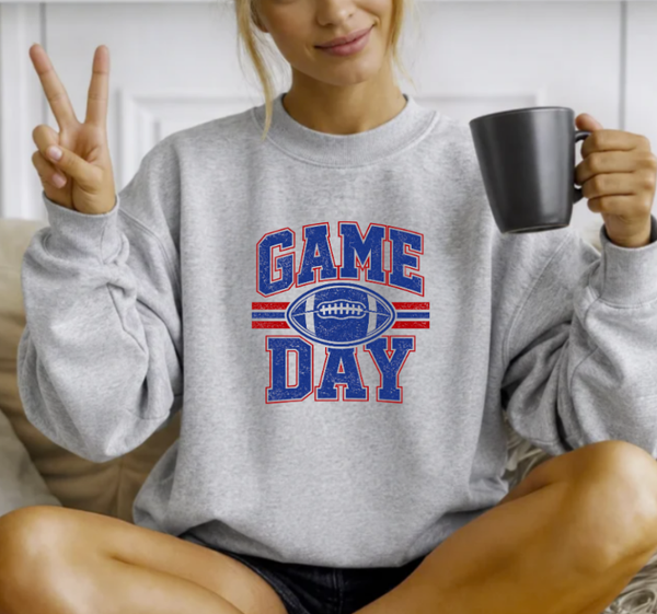 Game Day Red & Blue Football Fan Sweatshirt