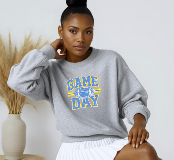 Game Day Carolina Blue and Gold Football Fan Sweatshirt