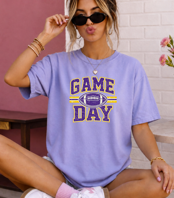 Game Day Purple & Gold Football Fan Tee