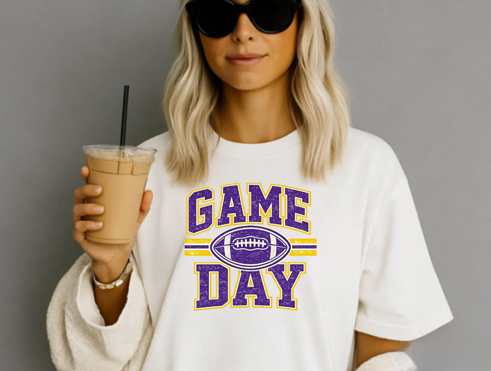 Game Day Purple & Gold Football Fan Tee