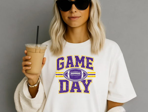 Game Day Purple & Gold Football Fan Tee