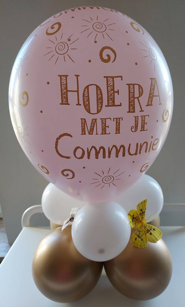 Tafelstuk roze/goud met vlinderaccent