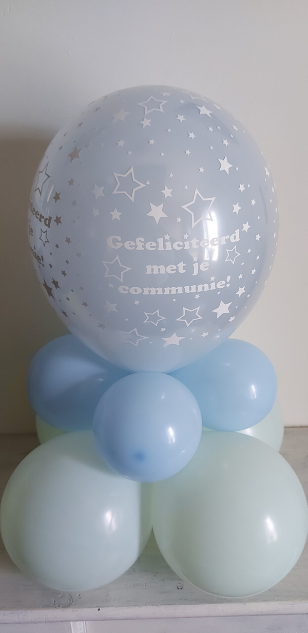 Tafelstukje pastel communie cristal clear