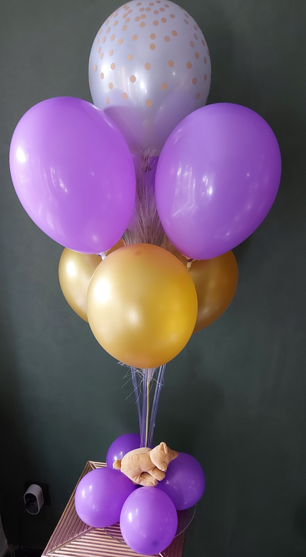 Tafelstuk lila geboorte/ babyborrel