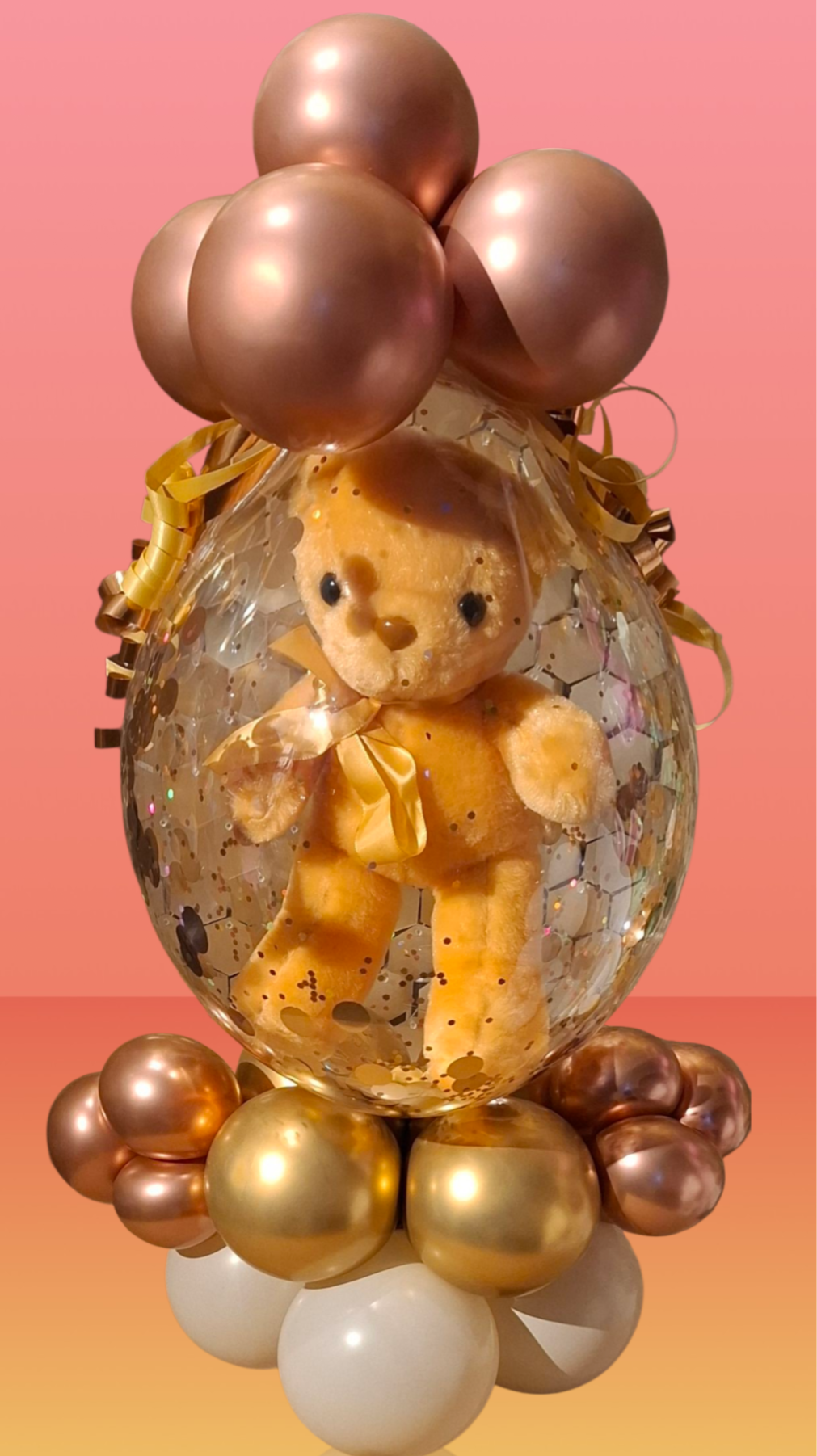 Bubble met beertje en confetti/ glitter