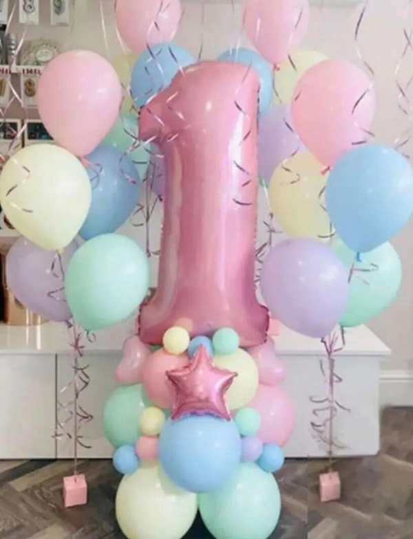 Cijferblok met 4 heliumtrossen