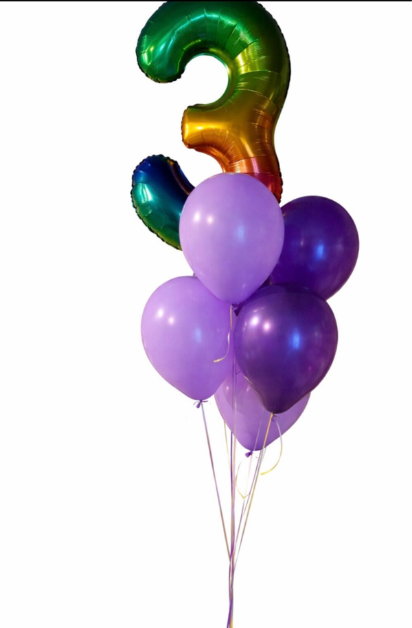 Heliumboeket "3": meerkleurig