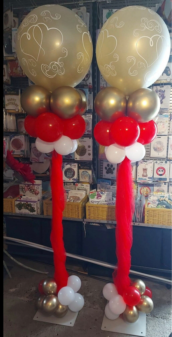 Pilaar met voile goud-rood