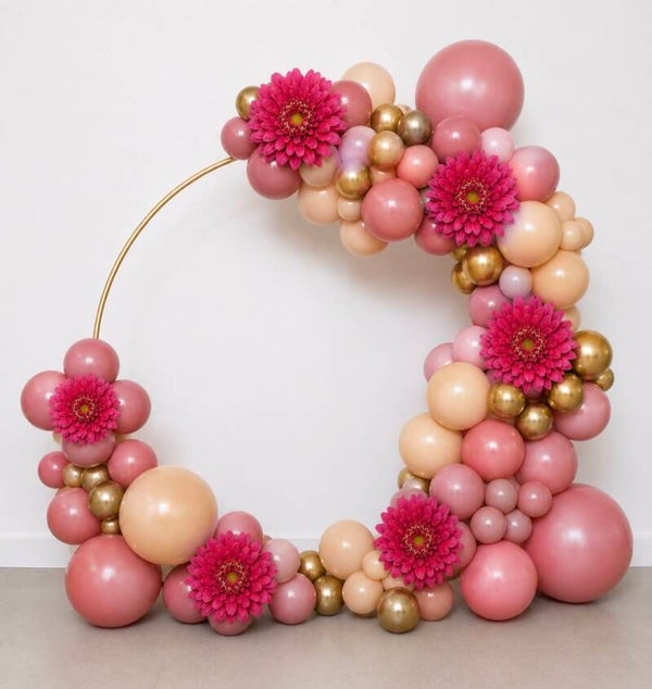 Cirkel organic met fushia bloemen