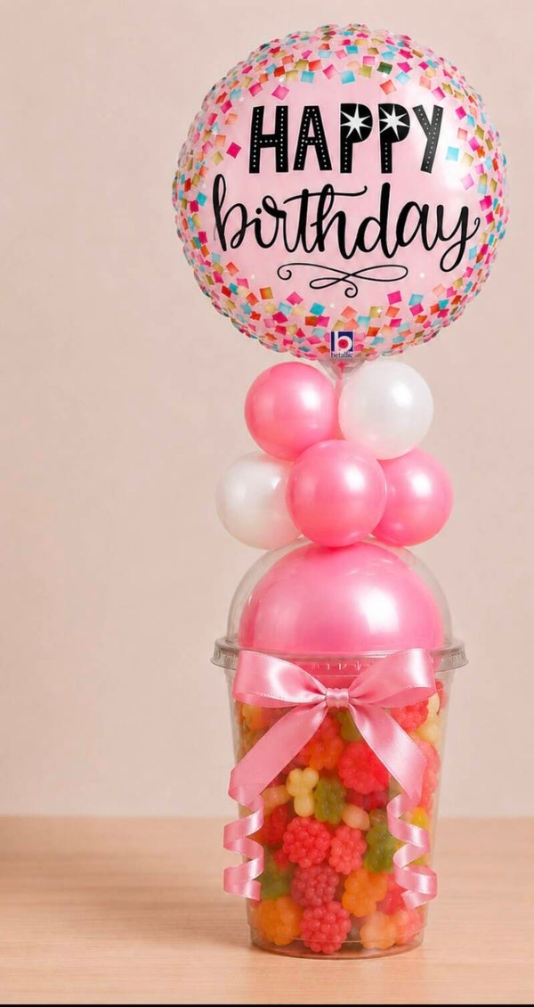 Snoepbeker met folieballon 45cm