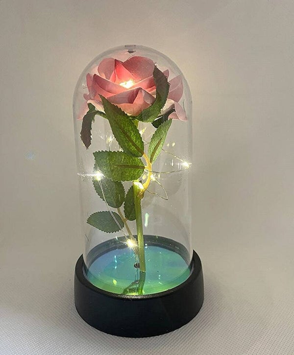0100V - Lampe fleur rose