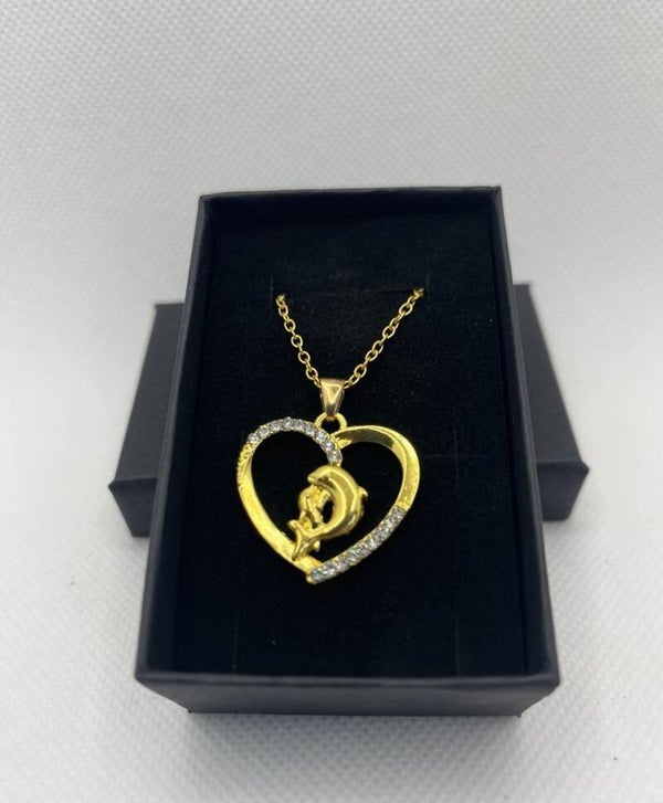 0260Q - Collier pendentif Coeur dauphin