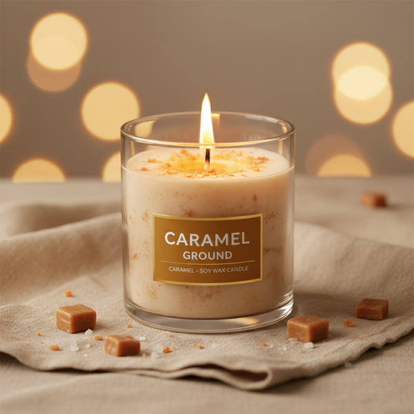 ground carmel soy wax candle